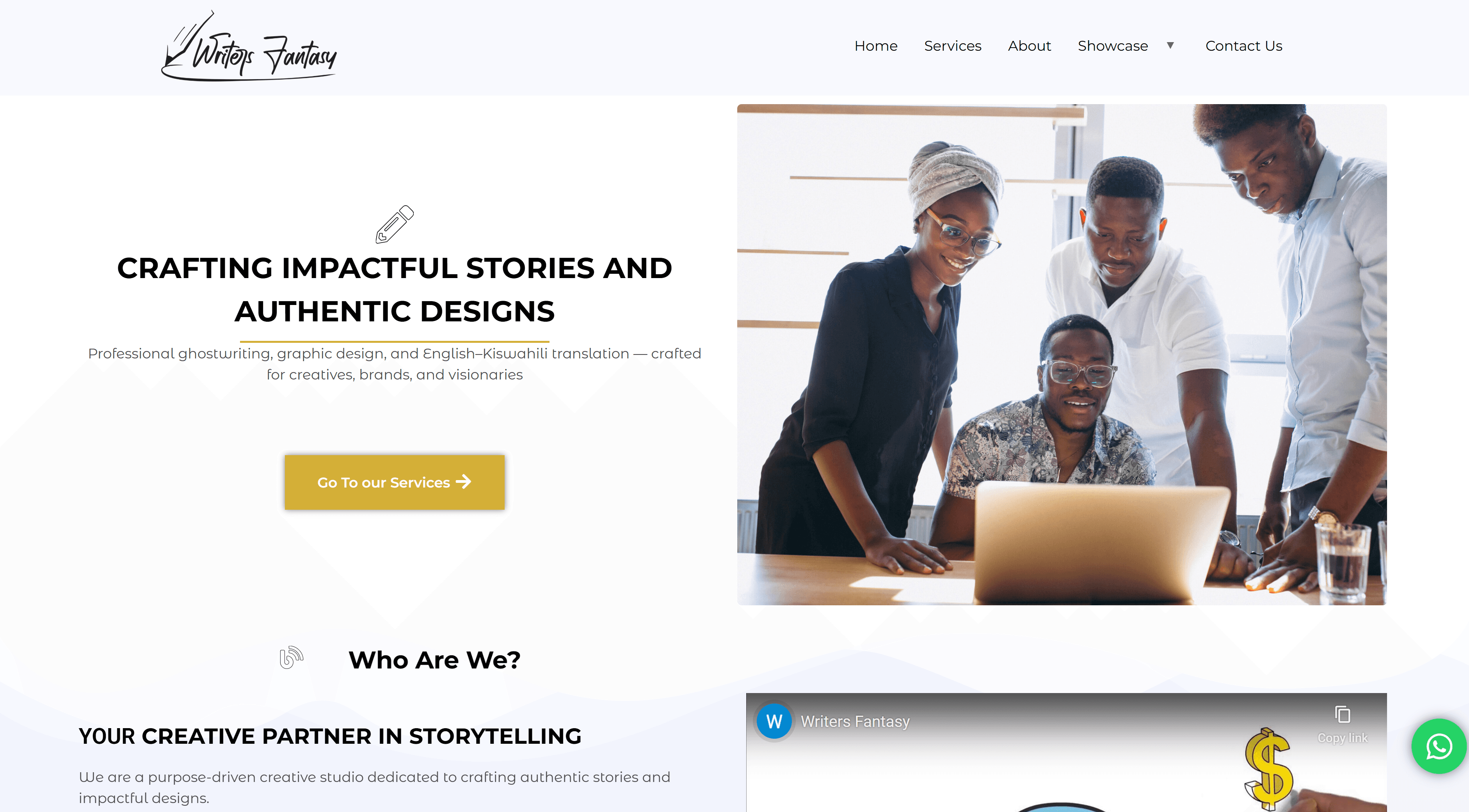 Writers Fantasy creative agency website